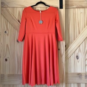 Pink Blush Coral Scalloped Hem Dress-L